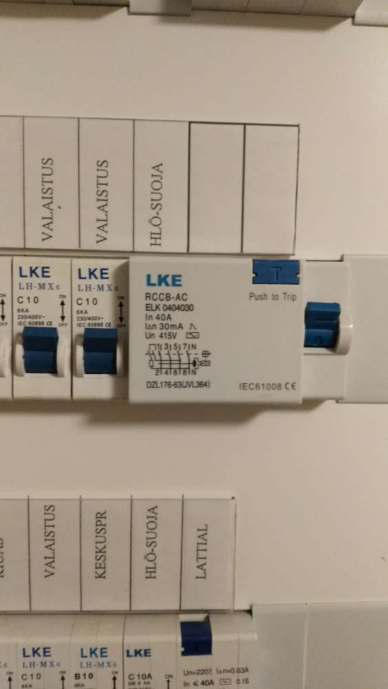 RCCB fuse in a fuse box